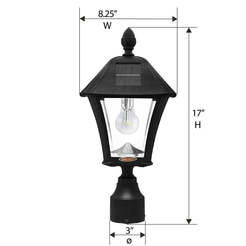 Baytown Black Cast Aluminum Solar Lamp Post with Dusk-to-Dawn Sensor