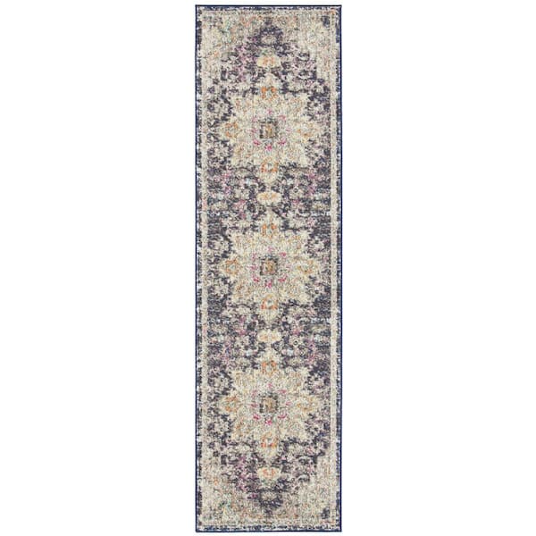 Madison Black/Gold 2 ft. x 10 ft. Distressed Border Runner Rug