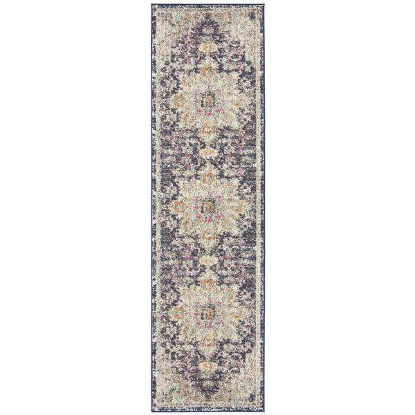 Madison Black/Gold 2 ft. x 6 ft. Distressed Border Runner Rug