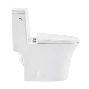 Hugo 1-Piece 1.1/1.6 GPF Dual Touchless Flush Elongated Toilet in White, Seat Included