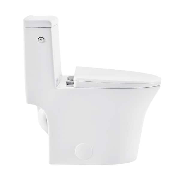 Swiss Madison Hugo 1-Piece 1.1/1.6 GPF Dual Touchless Flush Elongated Toilet in White, Seat Included