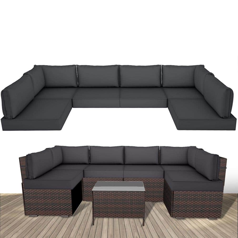 6 Seat Waterproof Outdoor Replacement Cushions, 102.4 x 47.2 x 13.7 in.-14-