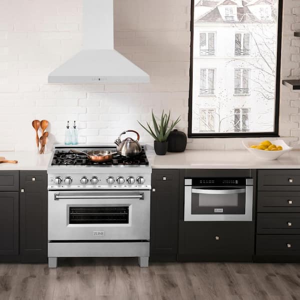 36 in. Convertible Vent Wall Mount Range Hood in Satin Stainless Steel