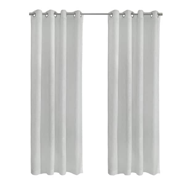 Habitat Boucle White Polyester Raised Slub Textured 52 in. W x 95 in. L Grommet Indoor Sheer Curtain (Single Panel)