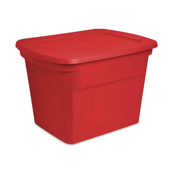 Heavy Duty 18 Gal. Stacking Seasonal Storage Bin, Red (16-Pack)