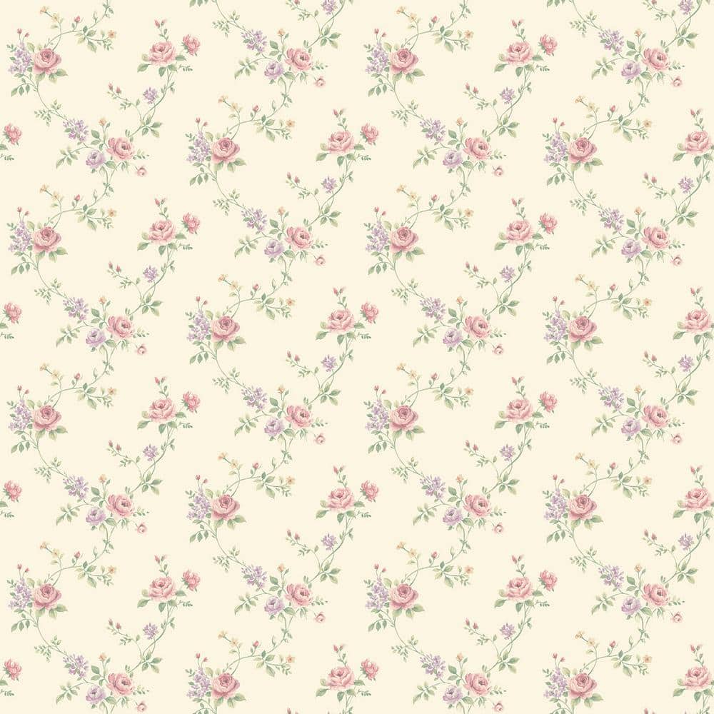 Miniatures 2-Lilac/Pink/Green/Cream Rose Floral Trail Design Matte Finish N