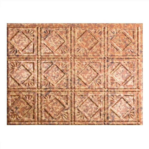 Fasade 18.25 in. x 24.25 in. Cracked Copper Traditional Style # 4 PVC Decorative Backsplash Panel