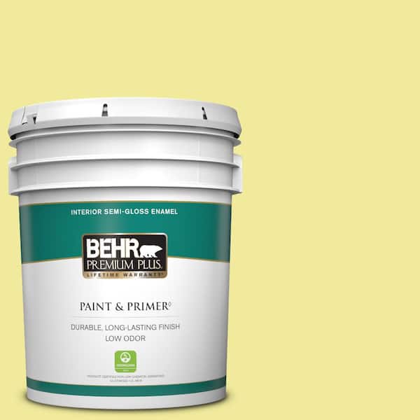 BEHR PREMIUM PLUS 5 gal. #400A-3 Pear Semi-Gloss Enamel Low Odor Interior Paint & Primer