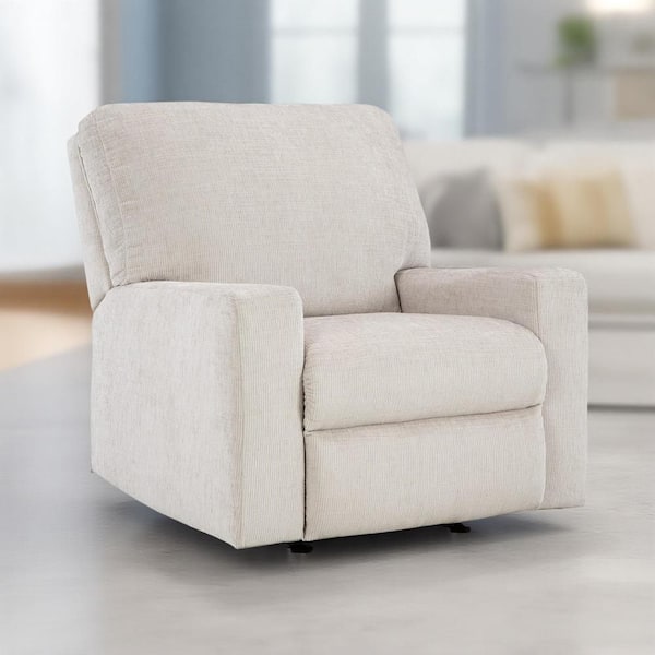 Avie Ivory Polyester Rocker Recliner Chair
