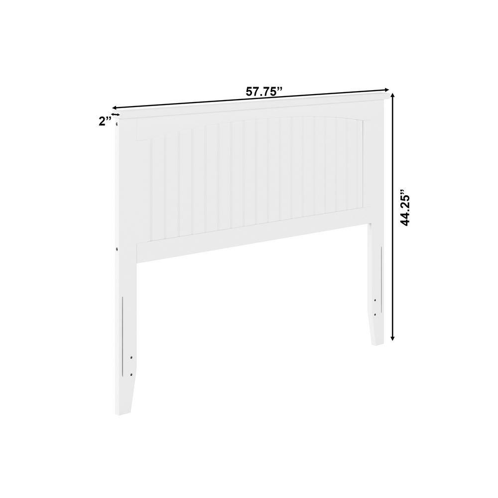 Nantucket White Full Solid Wood Headboard with USB Charger