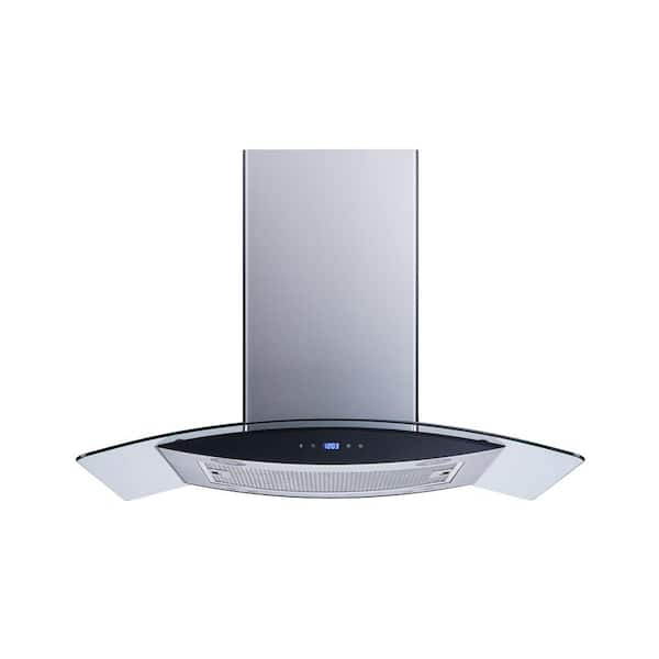 Winflo 36 in. 500 CFM Convertible Kitchen Island Mount Range Hood in Stainless Steel with Tempered Glass and Touch Control