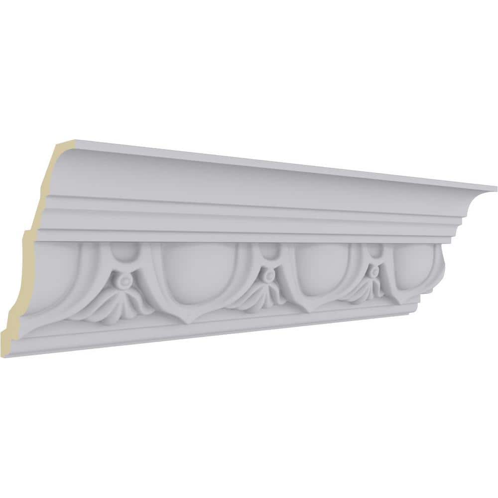 White Polyurethane Traditional Crown Moulding 7 3/8"H x 12"L