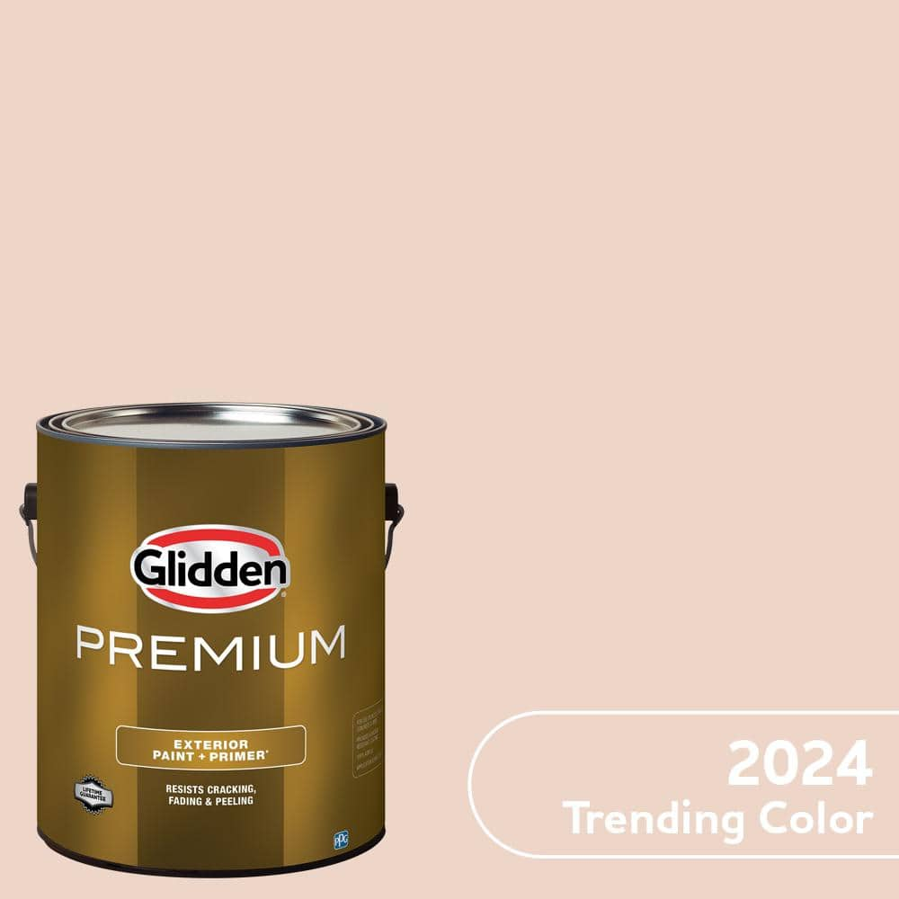 Glidden Premium 1 Gal. PPG1070-2 Blush Beige Satin Exterior Latex Paint ...