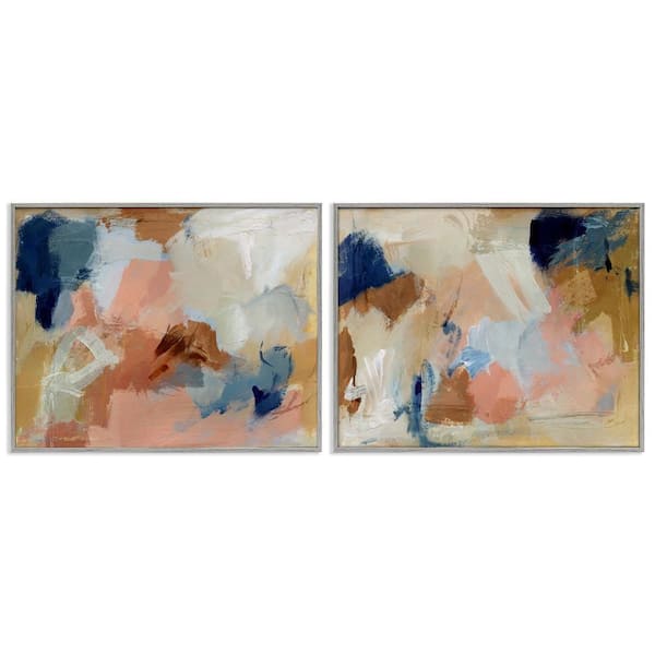 Stupell Industries Energetic Rustic Abstractions by Victoria Barnes 2-Pieces Gray Framed Abstract Giclee Art Print 24 in. x 30 in.