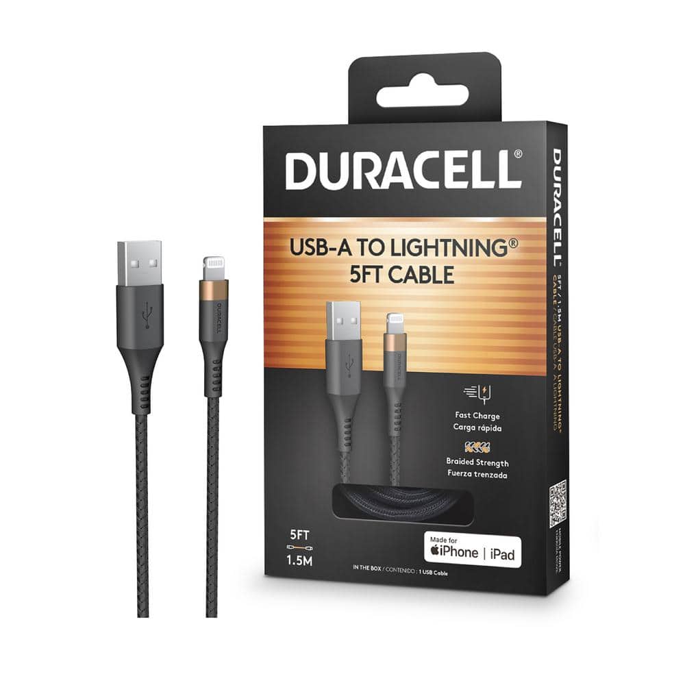 Duracell Duracell Lightning to USB A cable DMP-CB-AL15BS - The Home Depot