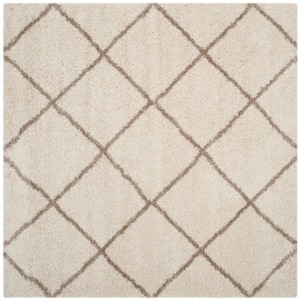 Hudson Shag Ivory/Beige 7 ft. x 7 ft. Square Geometric Area Rug