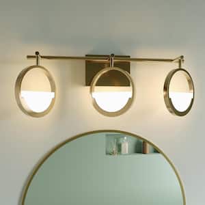 Merrin 24.5 in. 3 Lights Golden LED Bathroom Vanity Light with 3000K Color Temperature Rotatable Light Fixture