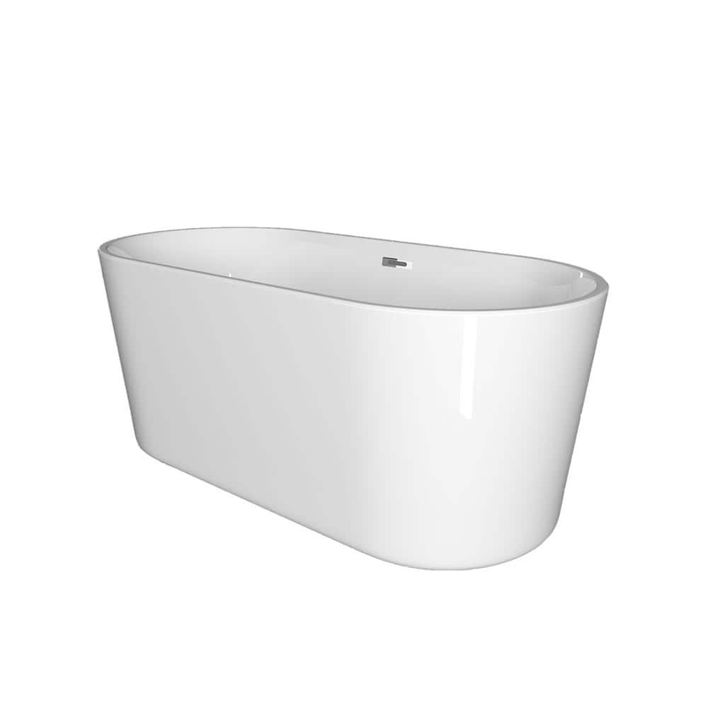 Hlihome 58 in. Contemporary Acrylic Flatbottom Freestanding Bathtub in White LCDK-11-3A58 - The Home Depot Hlihome 58 in. Contemporary Acrylic Flatbottom Freestanding Bathtub in White LCDK-11-3A58 - The Home Depot