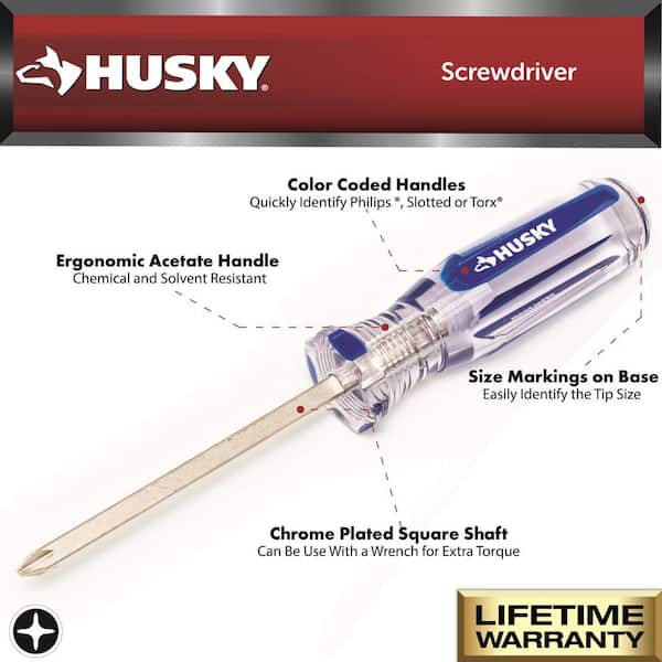 Philips and Slotted Screwdriver Set with Acetate Handles (11-Piece)