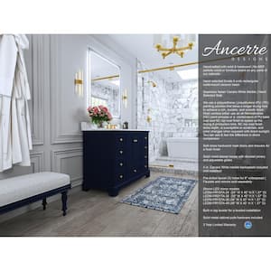 Audrey 48 in. W x 22 in. D Bath Vanity in Heritage Blue w/ Marble Vanity Top in White w/ White Basin and Gold Hardware