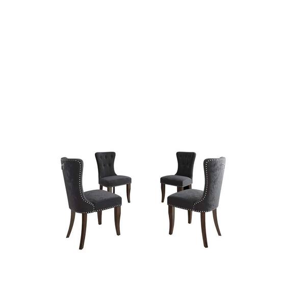 wetiny Grey Dining Chair Tufted Armless Chair Upholstered Accent Chair (Set of 4)