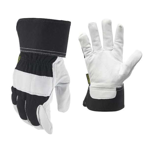 (NEW) Hardy XL Work Gloves Ultimate Breathability Leather Orange White  Goatskin