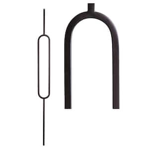 Aalto Modern 44 in. x 0.5 in. Satin Black Single Oval Hollow Wrought Iron Baluster