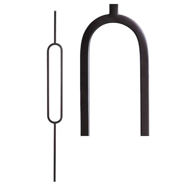 HOUSE OF FORGINGS Aalto Modern 44 in. x 0.5 in. Satin Black Single Oval Hollow Wrought Iron Baluster