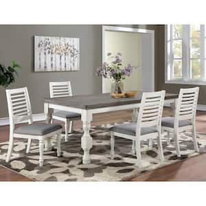 Verago 5-Piece Antique White and Gray Wood Top Dining Table Set Seats-4