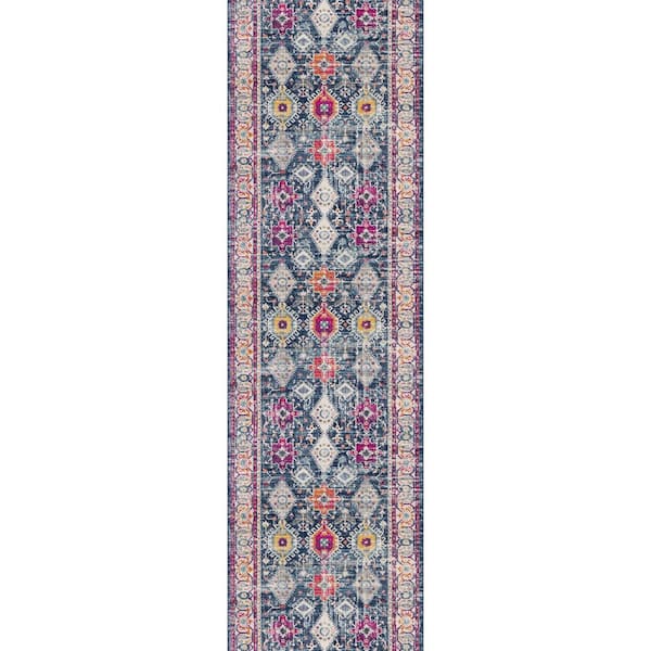 Savannah  Blue Beige 2 ft. x 9 ft. South-Western Indoor  Transitional Runner Rug