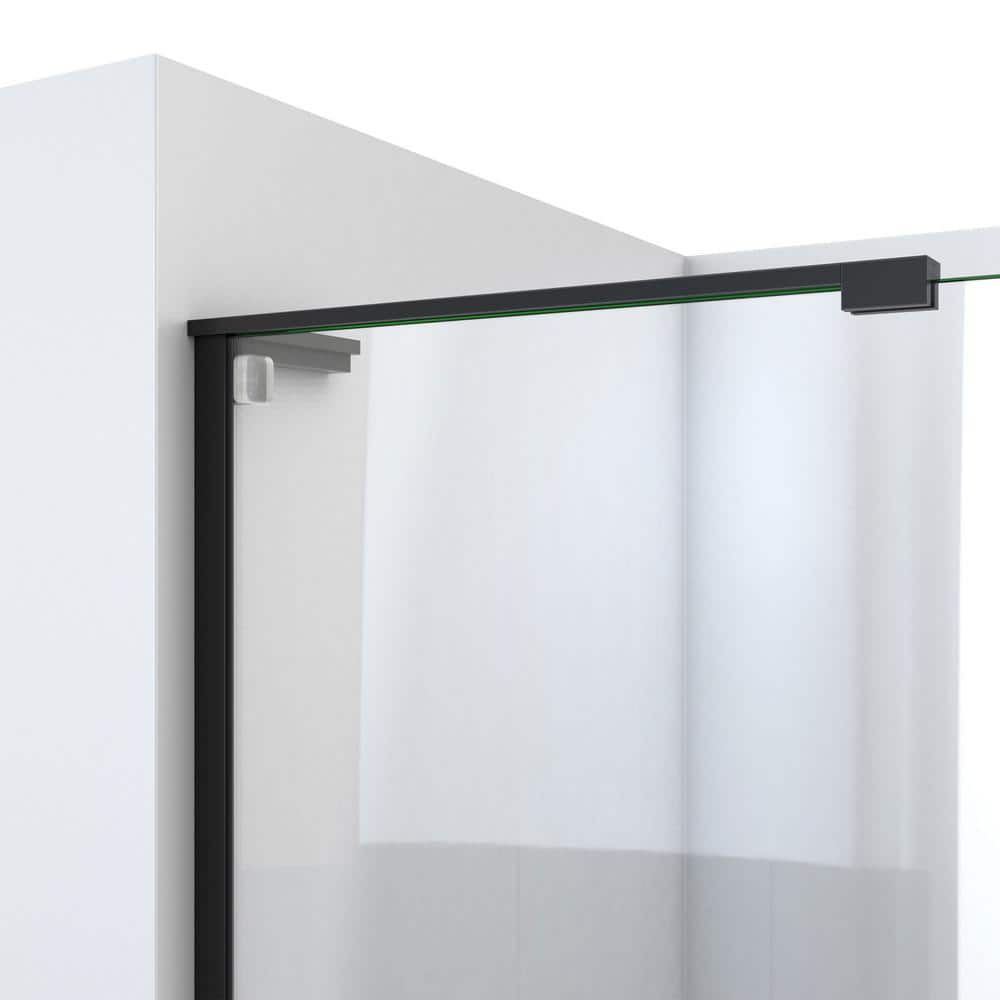 Mirage-X Matte Black Frameless Sliding Shower Door with Clear Glass
