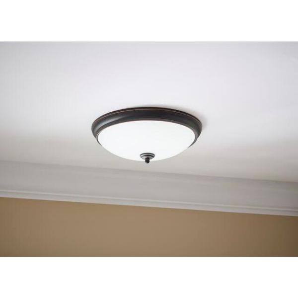 hampton bay 13 in led flush mount oil rubbed bronze