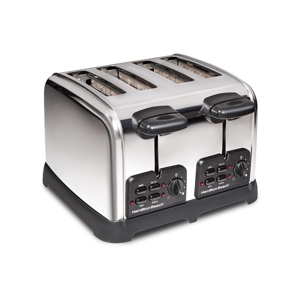 Stainless Steel 4-Slice Toaster with Wide Slots and Crumb Tray