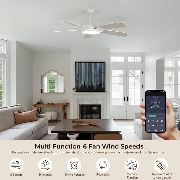 TOZING 52 in. Indoor Wood Low Profile Propeller Flush Mount