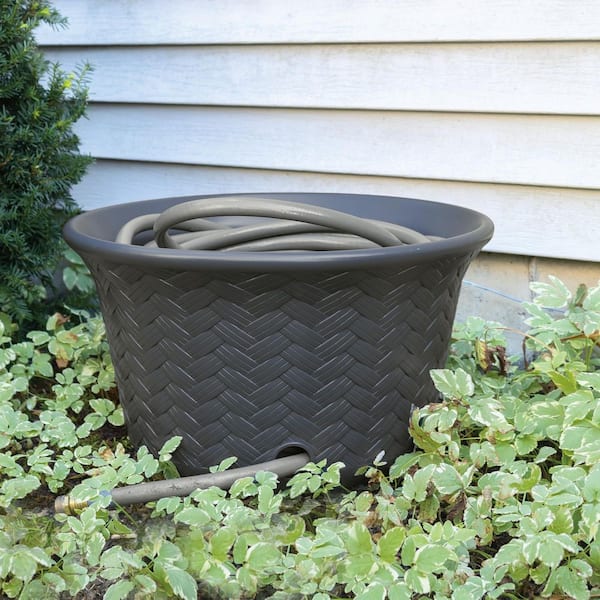  Suncast Farmington Smart Tube Weatherproof Outdoor Hideaway  Standard Garden Hose Storage Pot Container with Brass Connections, Stoney  (4 Pack) : Patio, Lawn & Garden