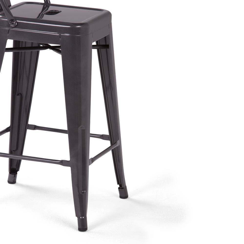 Rayne 24" Gray Industrial Metal Counter Stool, Set of 2
