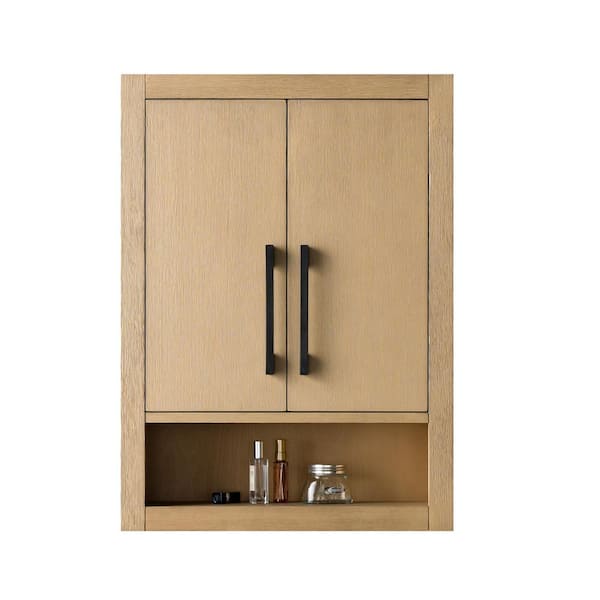 24 in. W x 8 in. D x 33 in. H Bathroom Storage Wall Cabinet in Natural Oak/MB