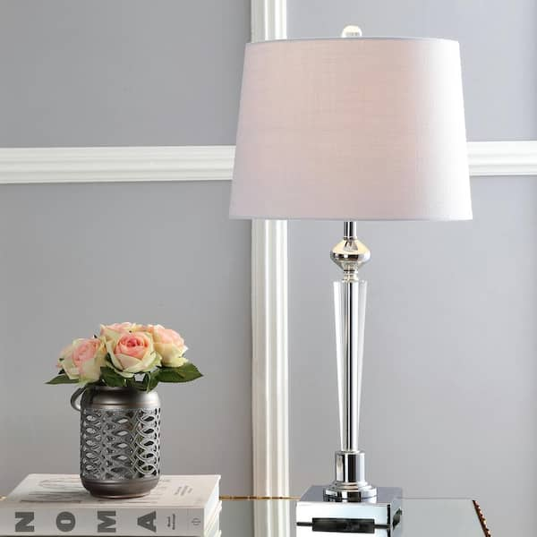 JONATHAN Y Foster 28.25 in. H Clear/Chrome Crystal Table Lamp JYL2051A ...