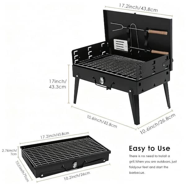 Barbecue Charcoal Grill Folding Portable, Windproof And Thickened