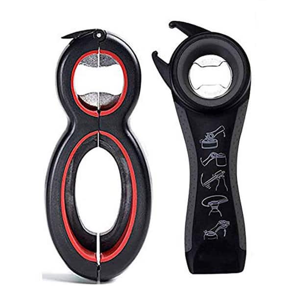 Ergonomic 6-in-1 and 5-in-1 Jar and Bottle Opener Set, 2 Piece, Non-Slip Design for Seniors and Arthritic Hands
