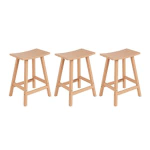 Franklin Teak 24 in. HDPE Plastic Outdoor Patio Backless Bar Stool (Set of 3)