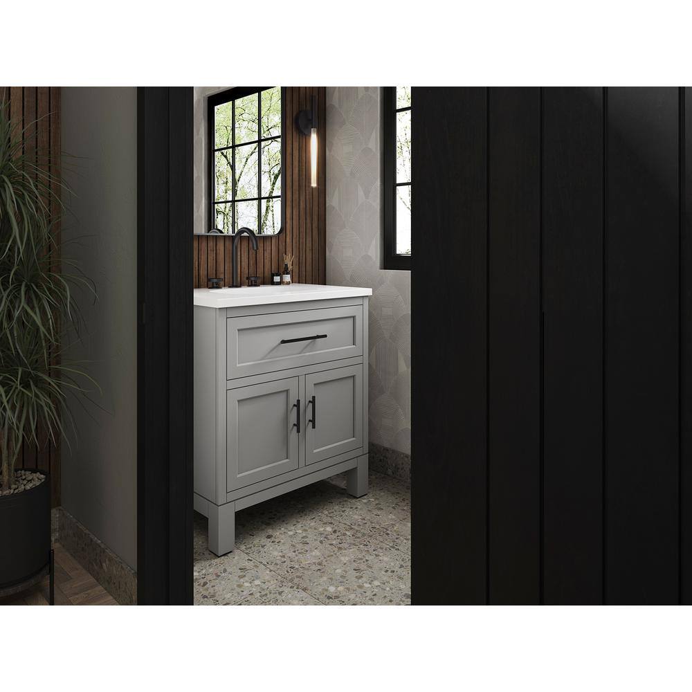 Quo 30" Mohair Grey Freestanding Bathroom Vanity with Quartz Top