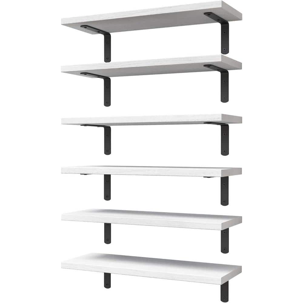 16.5 in. W x 6 in. D White Wood Floating Shelves Decorative Wall Shelf