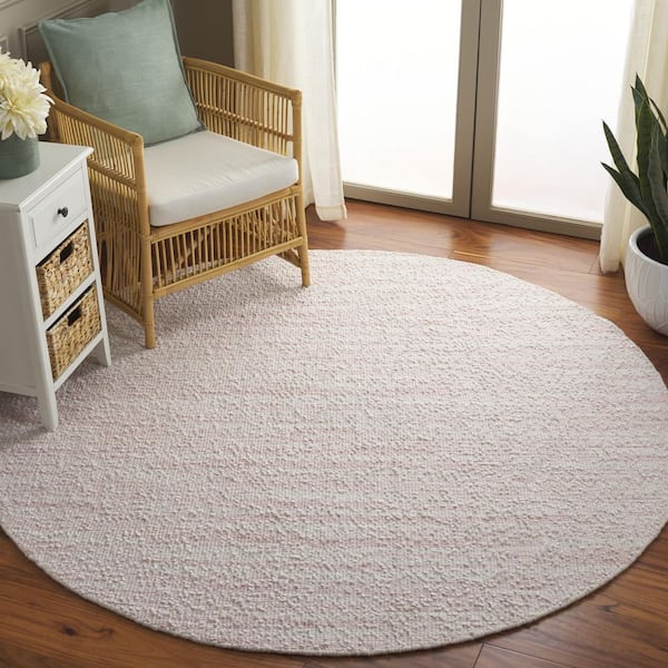 Renewal 6 ft. x 6 ft. Pink/Ivory Abstract Striped Round Area Rug