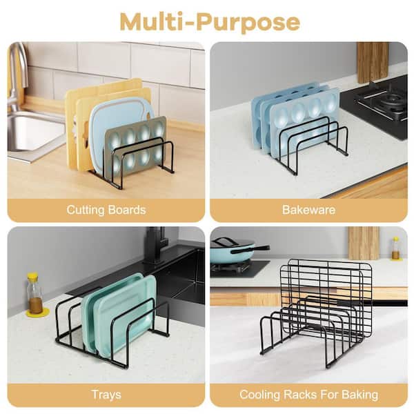 Wudkey Black Metal Cutting Board and Tray Rack WX2M11_1 - The Home