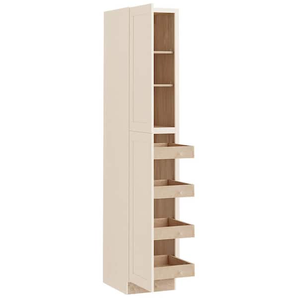 Newport 18 in. W x 24 in. D x 96 in. H Assembled Plywood Pantry Kitchen Cabinet in Blended Cream with 4ROT Soft Close LH