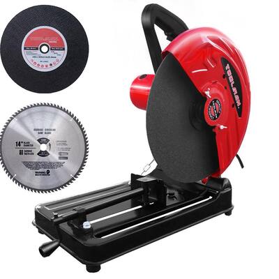 15 Amp 14 in. Red Chop Saw Cut-Off Machines Multi-purpose with Steel Base