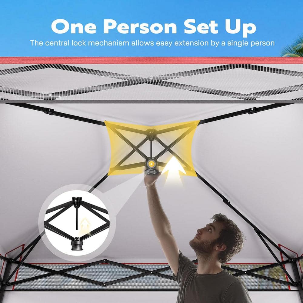 8 Ft Red and Black Steel Pop-Up Party Tent