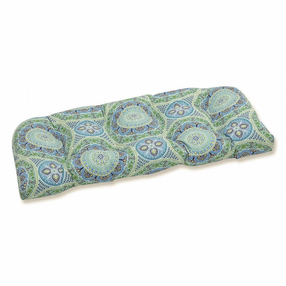 Pillow Perfect Novelty Rectangular Outdoor Bench Cushion in Blue 609591 ...