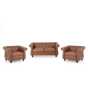 Silverdale 3-Piece Cognac Brown Living Room Sets